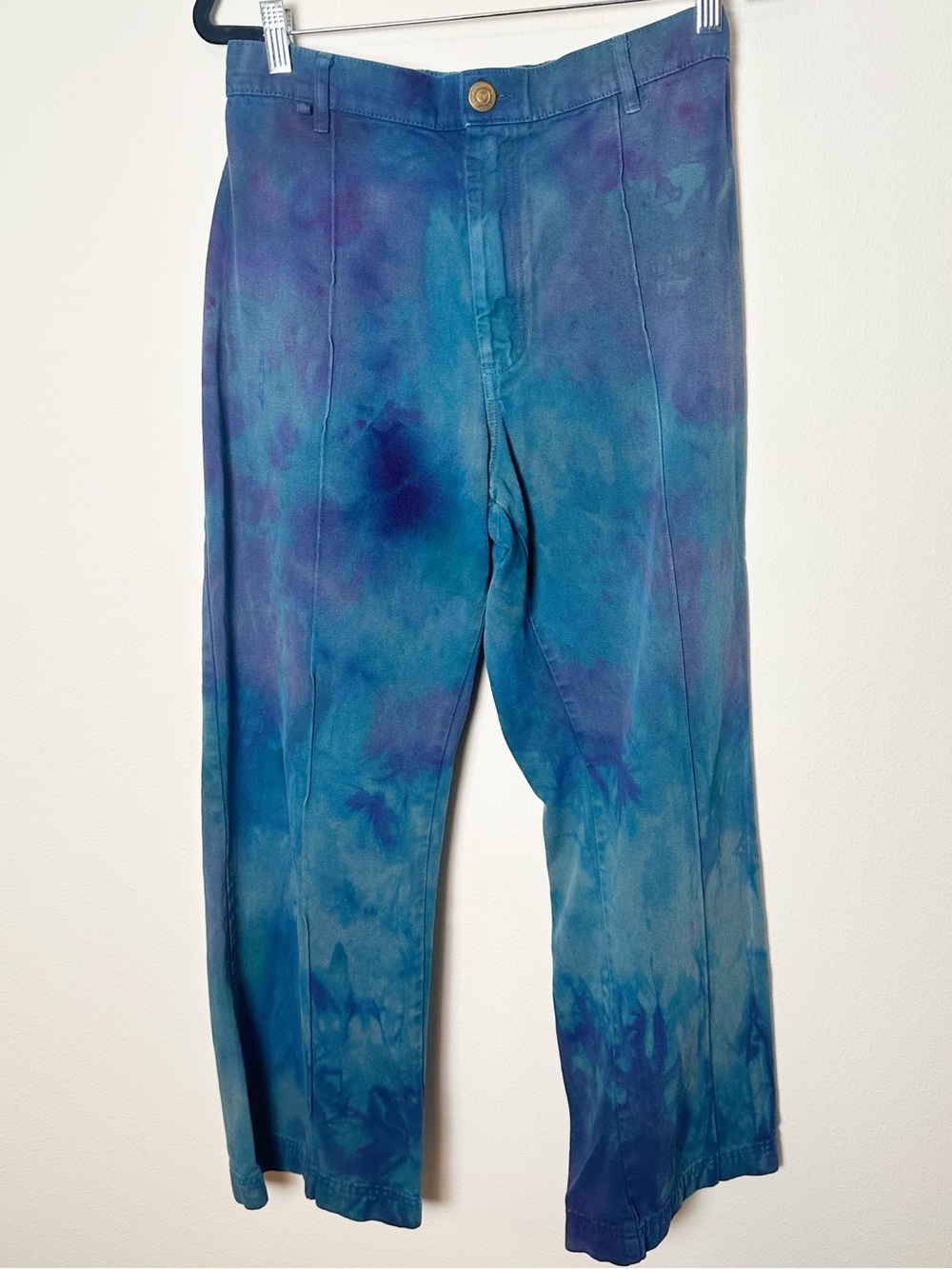 Big Bud Press Western Pants Flare 100% Organic Cotton Blue Purple Tie Dye Medium